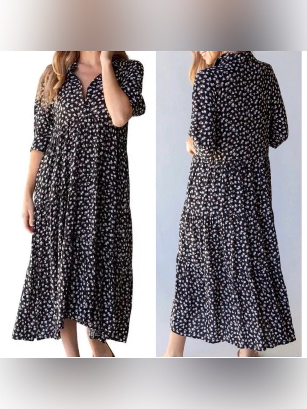 New Natural Life Rebecca Maxi Dress‎ Size XL Floral Cottage Ditsy Flare Tiered